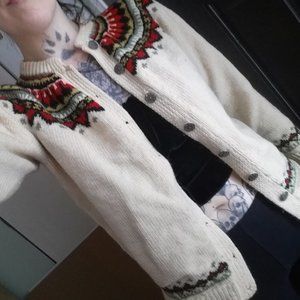 Gorgeous made in Norway wool grandma button up sweater